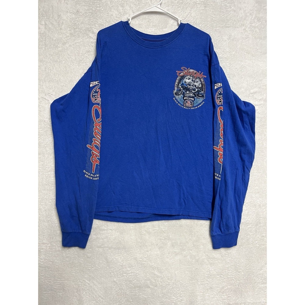 Sturgis 2016 Motorcycle Rally Long Sleeve T Shirt Blue Black Hills XL
